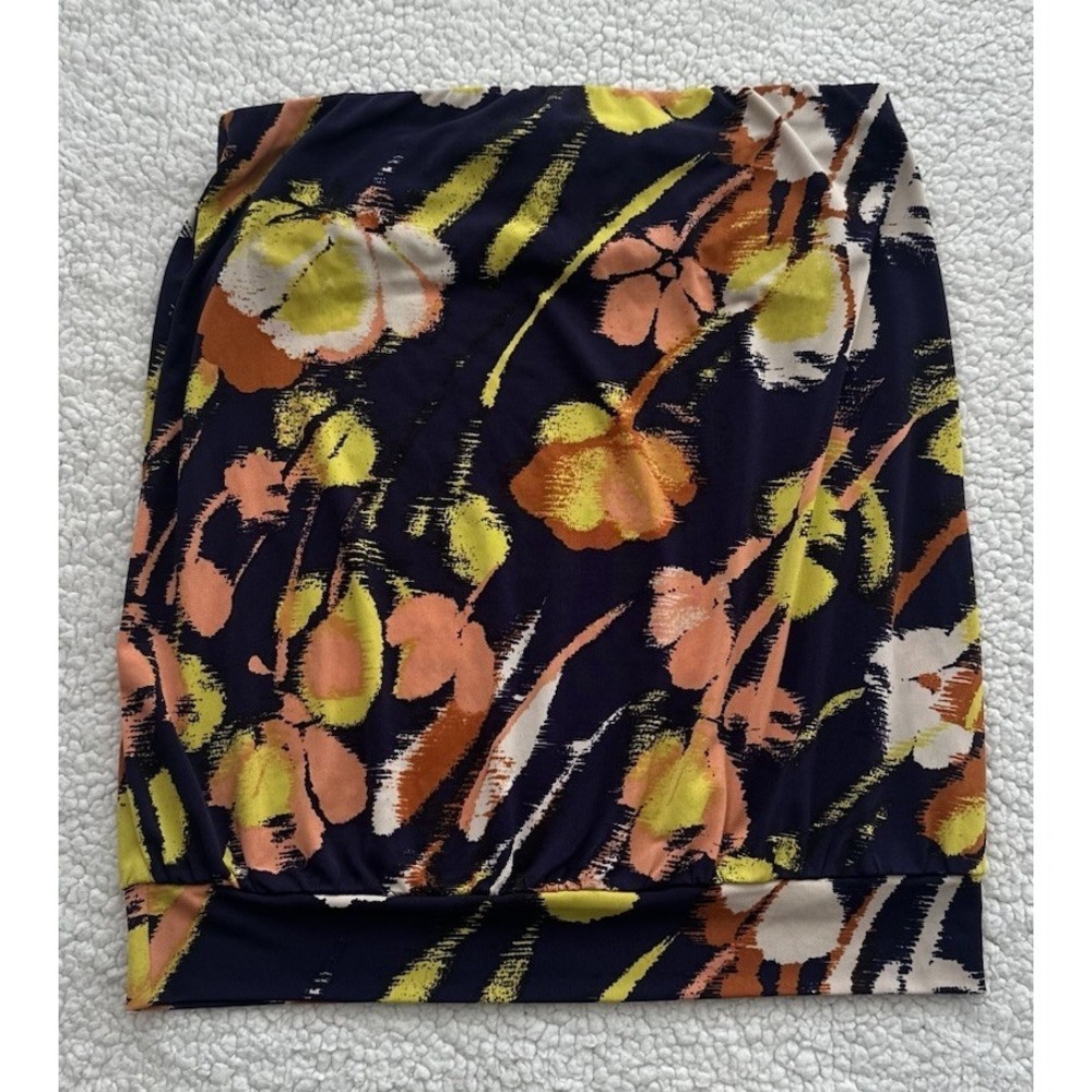 Vintage Y2K Babydoll Tube Top Size Small Blue Floral Print Festival Hippie